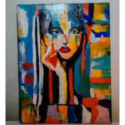 Visage Abstrait – Peinture acrylique au couteau