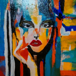 Visage Abstrait – Peinture acrylique au couteau